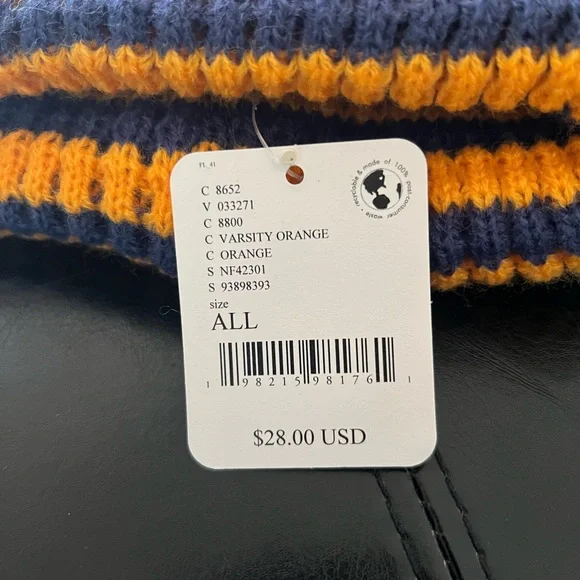 Free People/ FP Movement Stripe It Up Cool   Varsity Orange Beanie - Picture 5 of 5